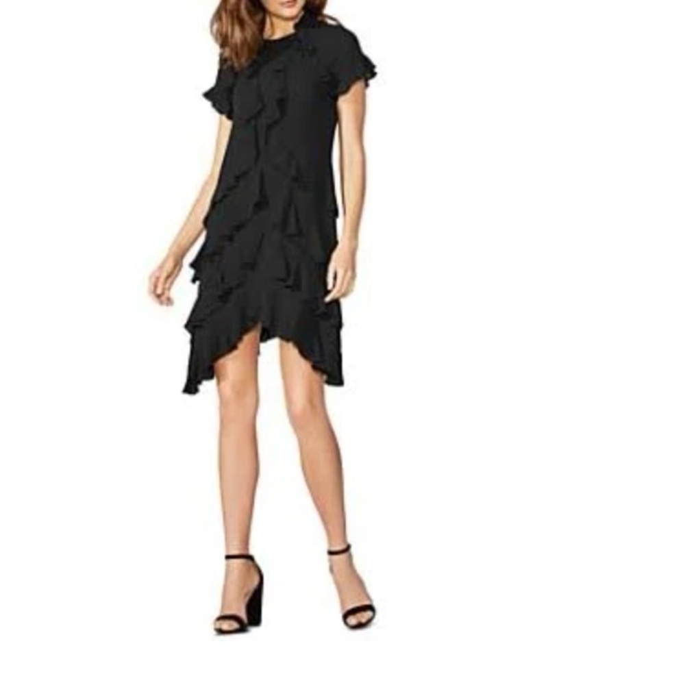 Anthropologie - BAILEY 44 Black silky Ruffle Dress LBD- Size S